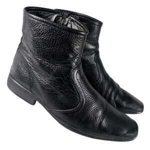 ALFARO! COLOMBIAN MADE BLACK GENUINE LEATHER NIPPED TOE ZIPPER BOOTS! SZ 7.5M